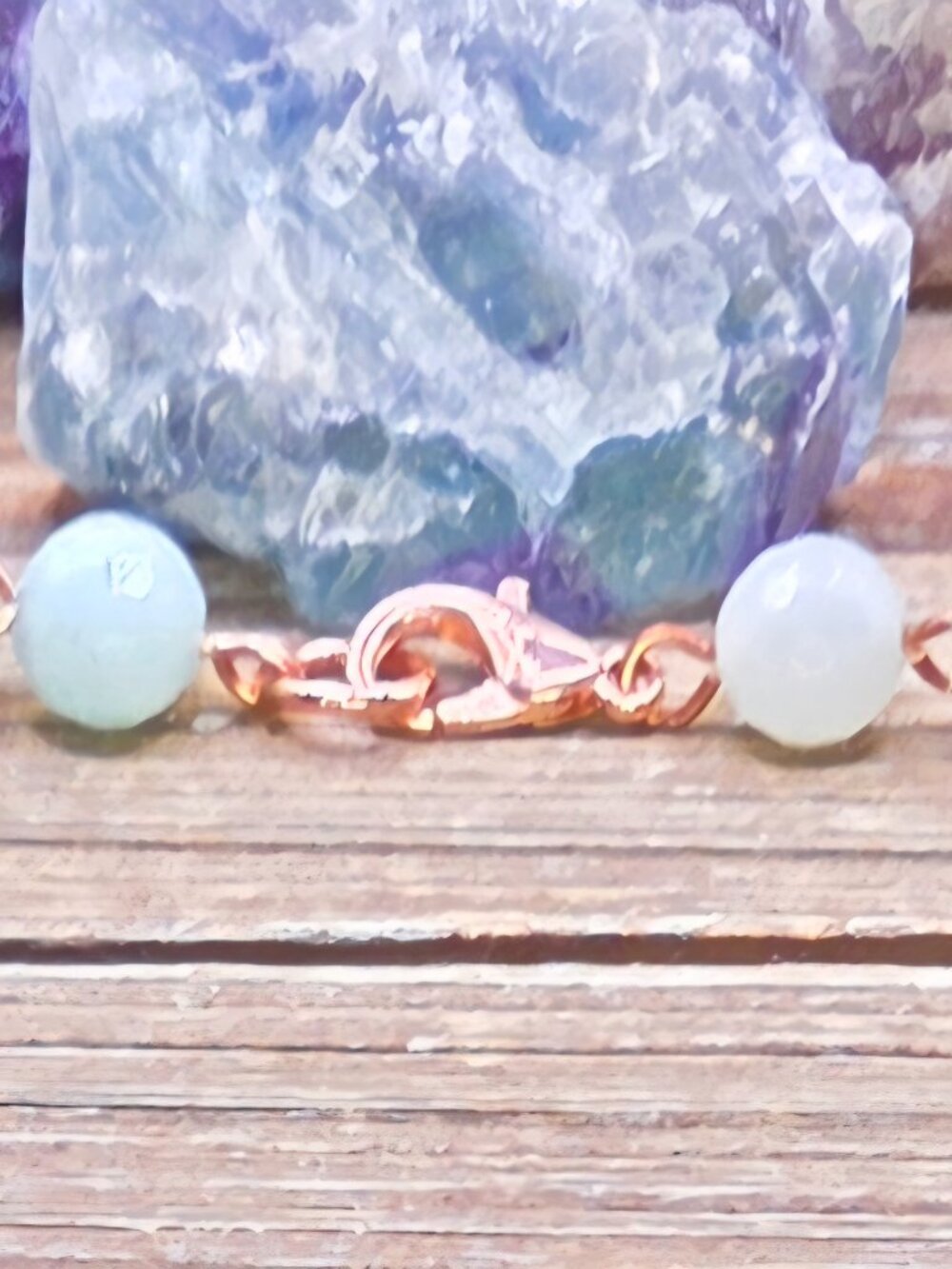 Amazonite, Blue Crinoid Fossil and Copper Beaded Necklace - Picture 4 of 6